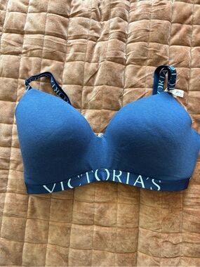 Victoria's Secret Blue Seamless Logo Band T-Shirt Bra